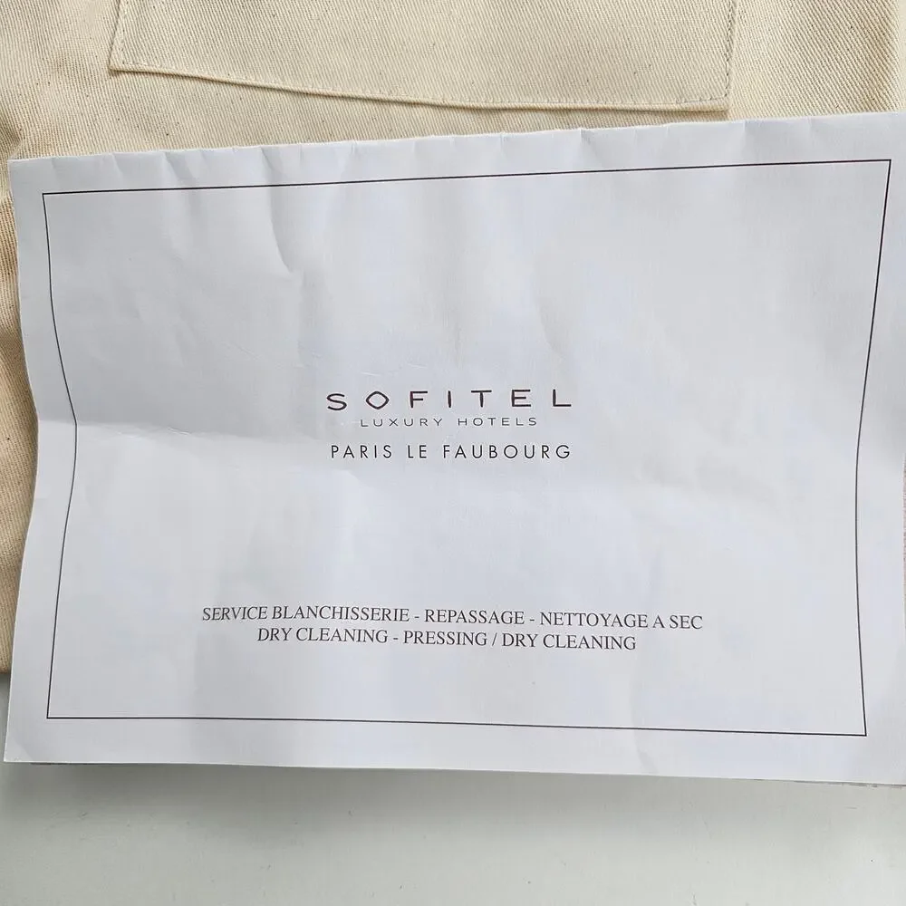 Soffitel Luxury Hotel Paris cotton drawstring laundry bag